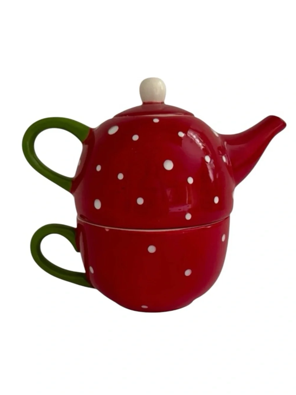 Pier 1 Imports Snowman Hand Painted Dolomite Teapot & Cup